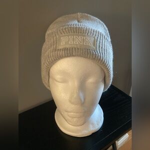 NWOT PINK Victoria's Secret Ribbed Knit Beanie Hat